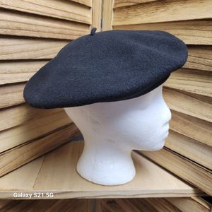 Laulhere French Beret Basque Made in France 100% Wool Size  57 - 10 Black